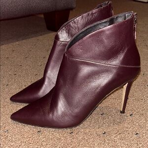 Elegant Burgundy Leather Ankle Boots